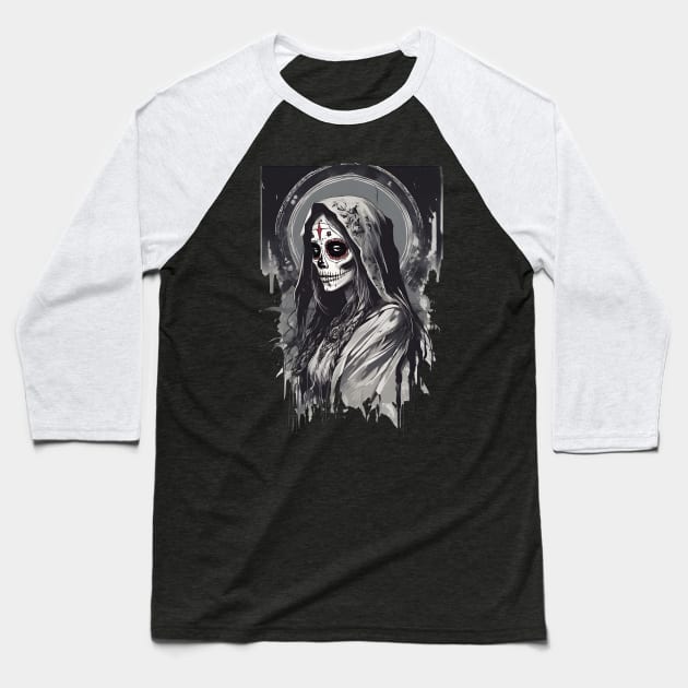 Santa Muerte Baseball T-Shirt by huwagpobjj